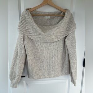 Kaffe Women's Cream Ribbed Off-Shoulder Sweater